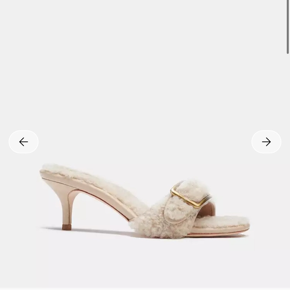 Coach Beige Shearling Kitten Heels - Picture 5 of 5